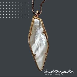 Kendra Scott Necklace Rose Gold Mother of Pearl Long Pendant Adjustable slider